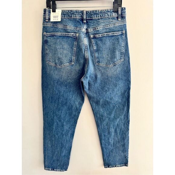 Zara Comfort Mom Fit High-Rise Ankle Length Denim Jeans Women’s 10 - Picture 8 of 12